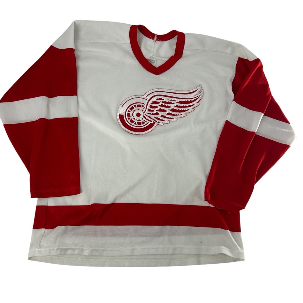 Vintage Detroit Red Wings Jersey Mens Large White Red‎ 90s CCM Hockey NHL Sports